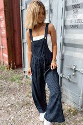 Plaid Wide Strap Wide Leg Overalls OutfitFlow